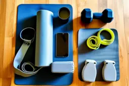 瑜伽垫、弹力带等器材与打卡APP、热量计算器等辅助工具的完美搭配，提升健身效率