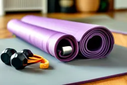 瑜伽垫、弹力带等器材搭配打卡APP和热量计算器，提升健身效率